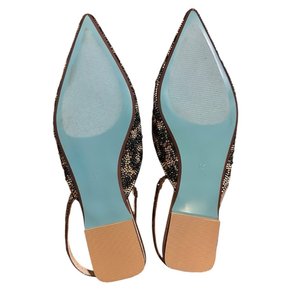 Betsey Johnson Beaded Animal Print Slingback Flats – Sparkle Statement | NWOT | - Picture 2 of 4